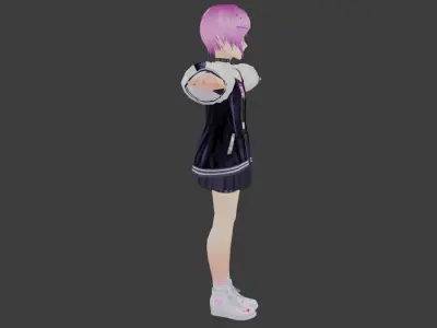 SciFi 3d anime kawaii girl character c19 Low-poly 3D model