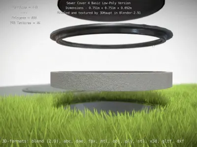 Sewer Cover 4 Basic Low-Poly Version Low-poly 3D model