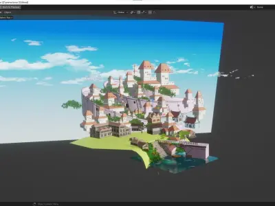 blender anime village town scene 3D model