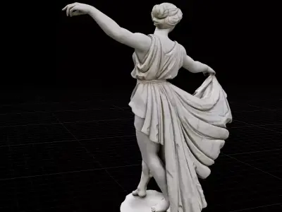 Hellenistic Dancing Muse  High-Detail White Marble Statue Low-poly 3D model