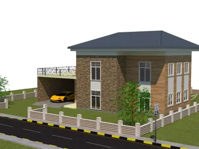 Modern House 3D model Low-poly 3D model purchase