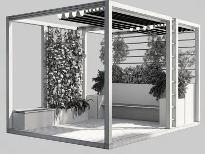 Landscape Furniture with Pergola and Roof garden 03 3D model