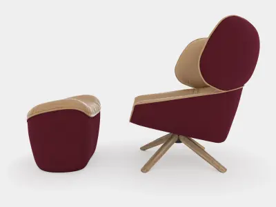 Armchair with headrest ears 3D model