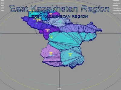 East Kazakhstan Region  Kazakhstan map region geography 3D model