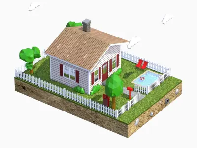 Low Poly House V2 Low-poly 3D model