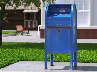 US Postal Mail Box Aged 3D model