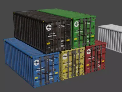 5 Shipping-Containers Free low-poly 3D model