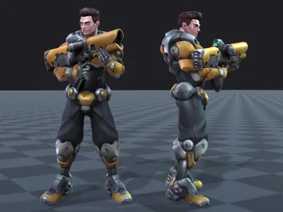 Soldier SciFi - 3 Characters - 2 Animation Sets Low-poly 3D model