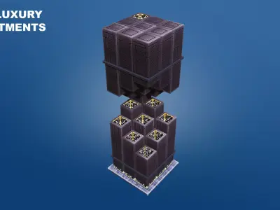 Low Poly Sci-Fi Building 9 - Slums - Pixel City 3D Asset Pack Low-poly 3D model