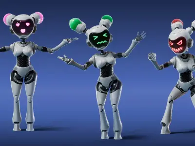 Rob-0-Girl Low-poly 3D model