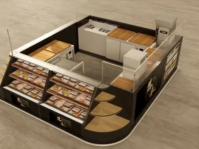 KIOSK food display case with shelves 3D model