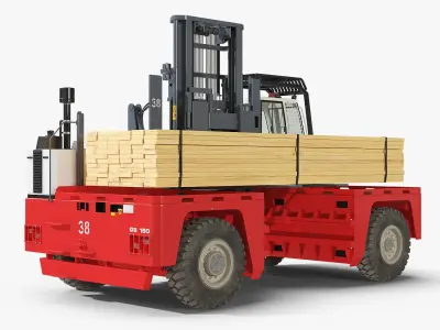  Baumann GS 150 Timber Load Sideload Forklift Red Rigged for Maya 