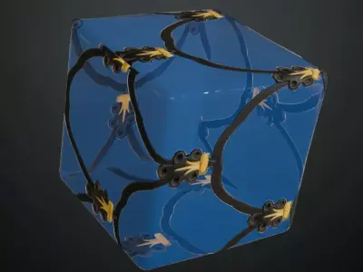 Blue and Black Decorative Glass Pattern Transparent PBR Seamless Texture