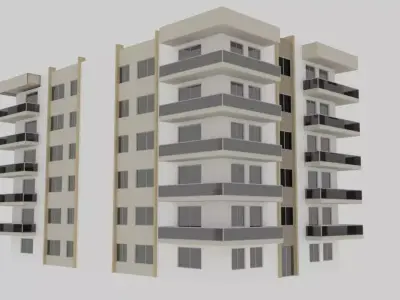 BUILDING 1 with balconies and balconies 3D model