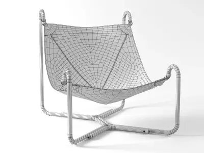 Baffo leather lounge chair on metal frame 3D model