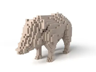 Wildboar Minecraft Voxel Low-poly 3D model