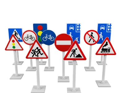 Children play signs road 3D model