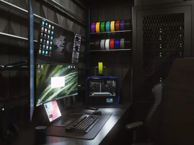 Hacker Hideout Low-poly 3D model