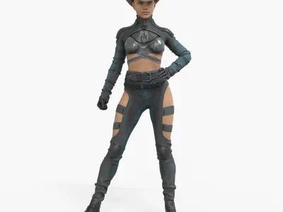 Western Sci-Fi Outfit Clothing  Low-poly 3D model