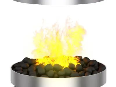 Round Metal Fireplace 4 3D model