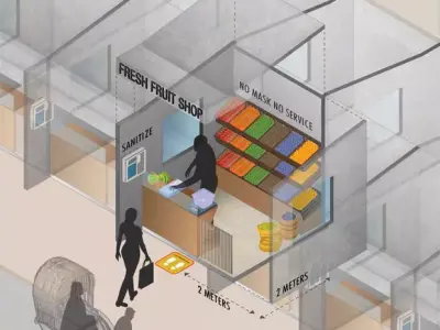 Roadside shop with new normal concept safety measures model 3D model