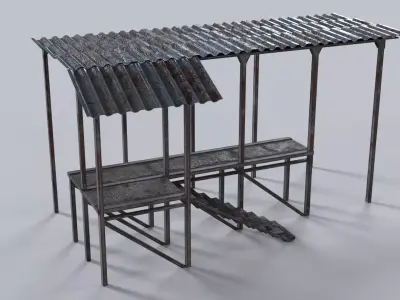 Carnival Old Roller Coaster Stand Low-poly 3D model