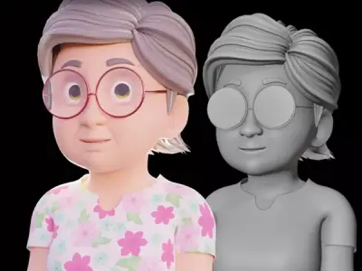 Cartoon Grandma - Fully rigged 3D model