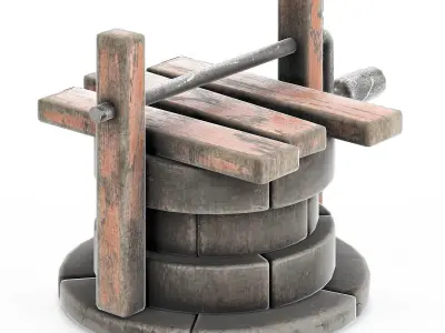 Stylized Well 3d model game rady Low-poly 3D model