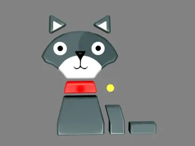 Animal shape blocks - Black cat toys Low-poly 3D model