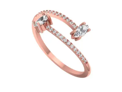 Solitaire Open End Light Weight Marquise stone Band Ring 3D print model