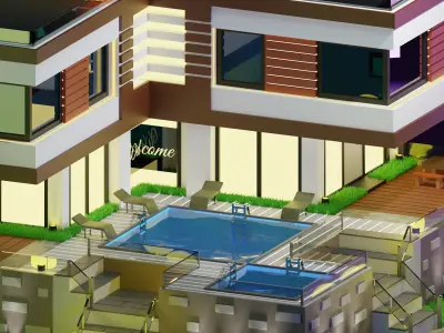 Modern House Low-poly 3D model