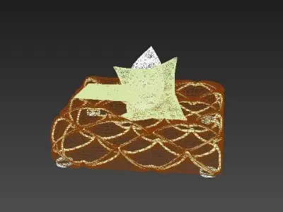 3D Black sofa with white gambeson pillow and blanket Low-poly 3D model