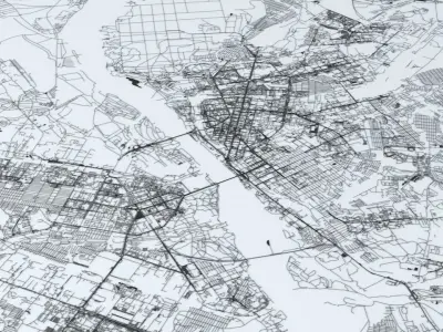 Novosibirsk Road Network and Streets 3D model