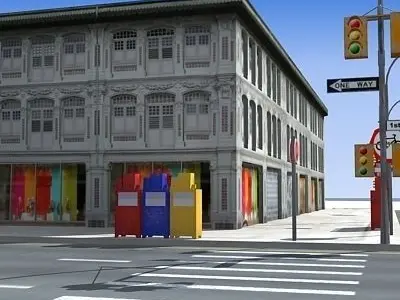 low poly city block 23 Low-poly 3D model