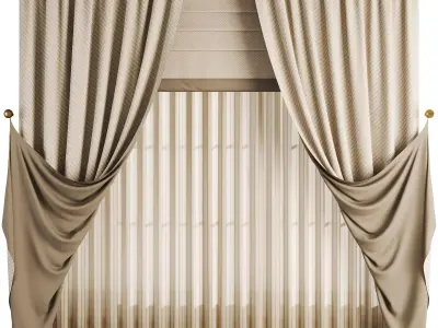 Roman and Cotton Curtain 055 Low-poly 3D model