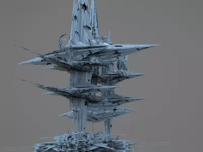 Angelic Sci fi Star City Towers huge 3D model