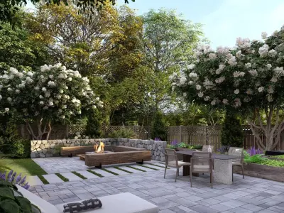  3D Exterior Scene 3D model design garden and landscape 3D model