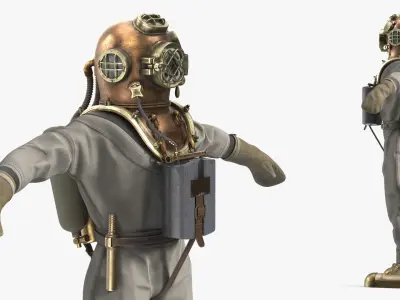  Vintage Diving Dress with Air Tank T Pose Brass 