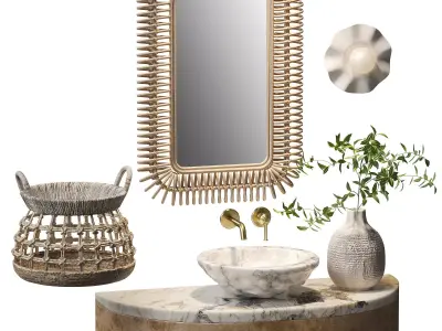 Eco-style bathroom set 3D model
