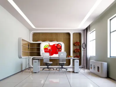 live broadcast room Agricultural Apple - Modern Exhibition Hall Low-poly 3D model