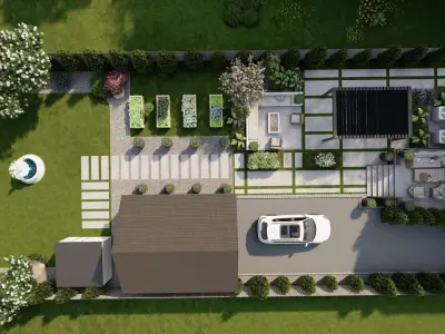 Garden Landscape 3D Model - SketchUp and Lumion Scene 3D model 3D model