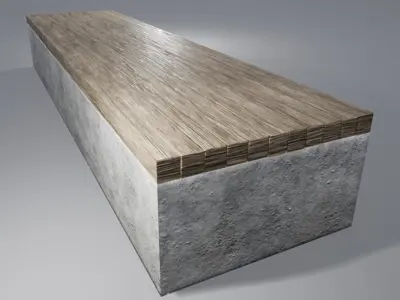 Simple wood concrete bench Low-poly 3D model