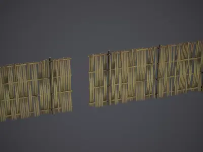 Bamboo Fence - PBR Texture Low-poly 3D model