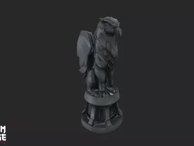 Stylized Griffin Statue  Low-poly 3D model