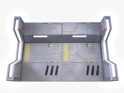 Sci-Fi Modular Wall Low Poly Low-poly 3D model