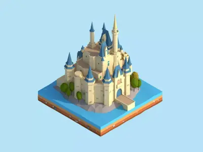 Cartoon Low Poly Disney Castle  Low-poly 3D model