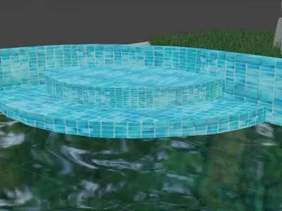 Swimming pool and area around it 3D model