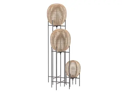 Bamboo Wicker bulb Sari floor table lamp 3D model
