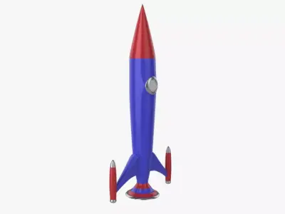 Cartoon Rocket Low-poly 3D model