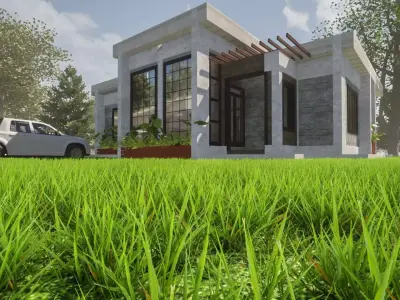 3 Bedroom Flat Roofed Bungalow 3D model